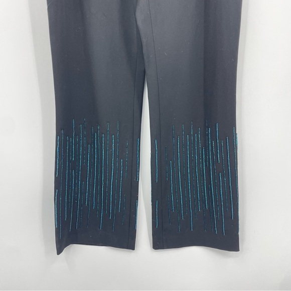 Vintage Cache High Waisted Black Teal Beaded Detail Dress Pants 30” Waist Sz 42 - Picture 2 of 10